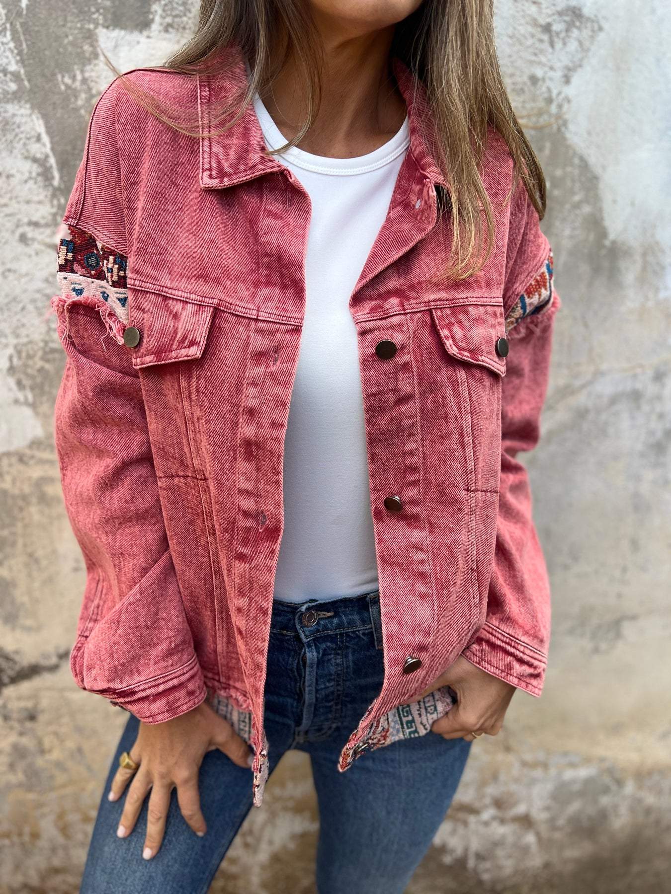 Women's Denim Patchwork Casual Jacket