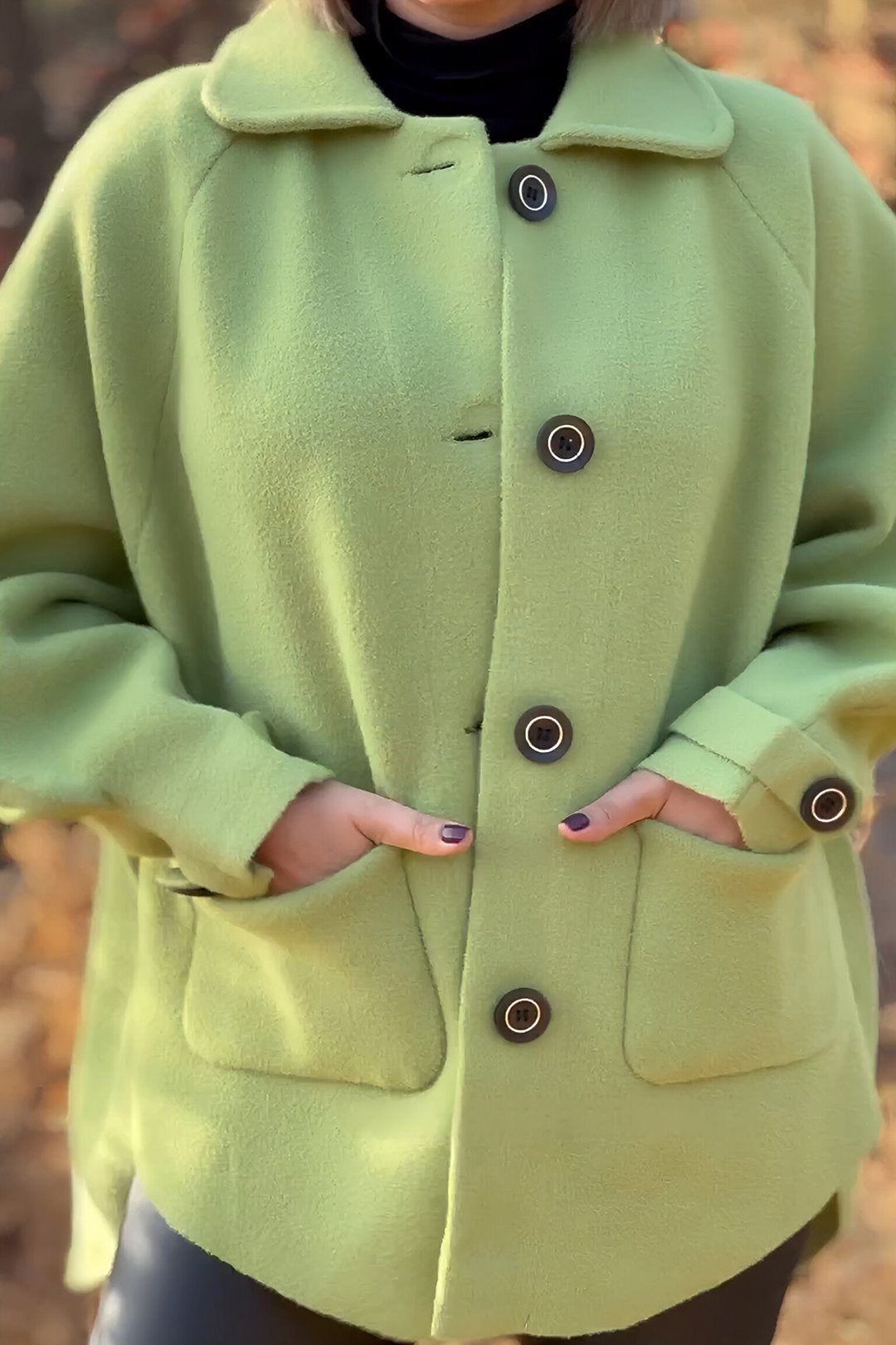 Women's Solid Color Irregular Coat Jacket Green