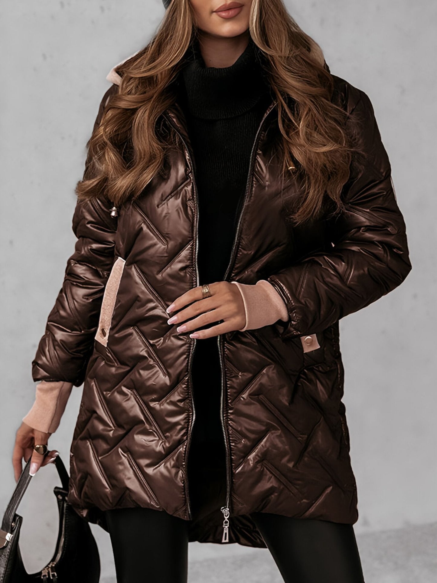 Women's Patchwork Hooded Coat