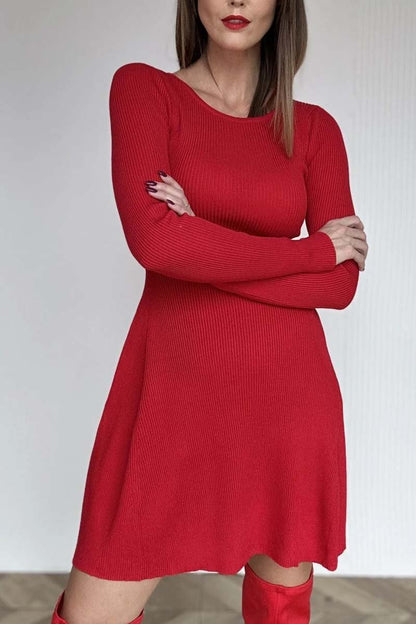 Women's Simple Solid Color Knitted Mini Dress