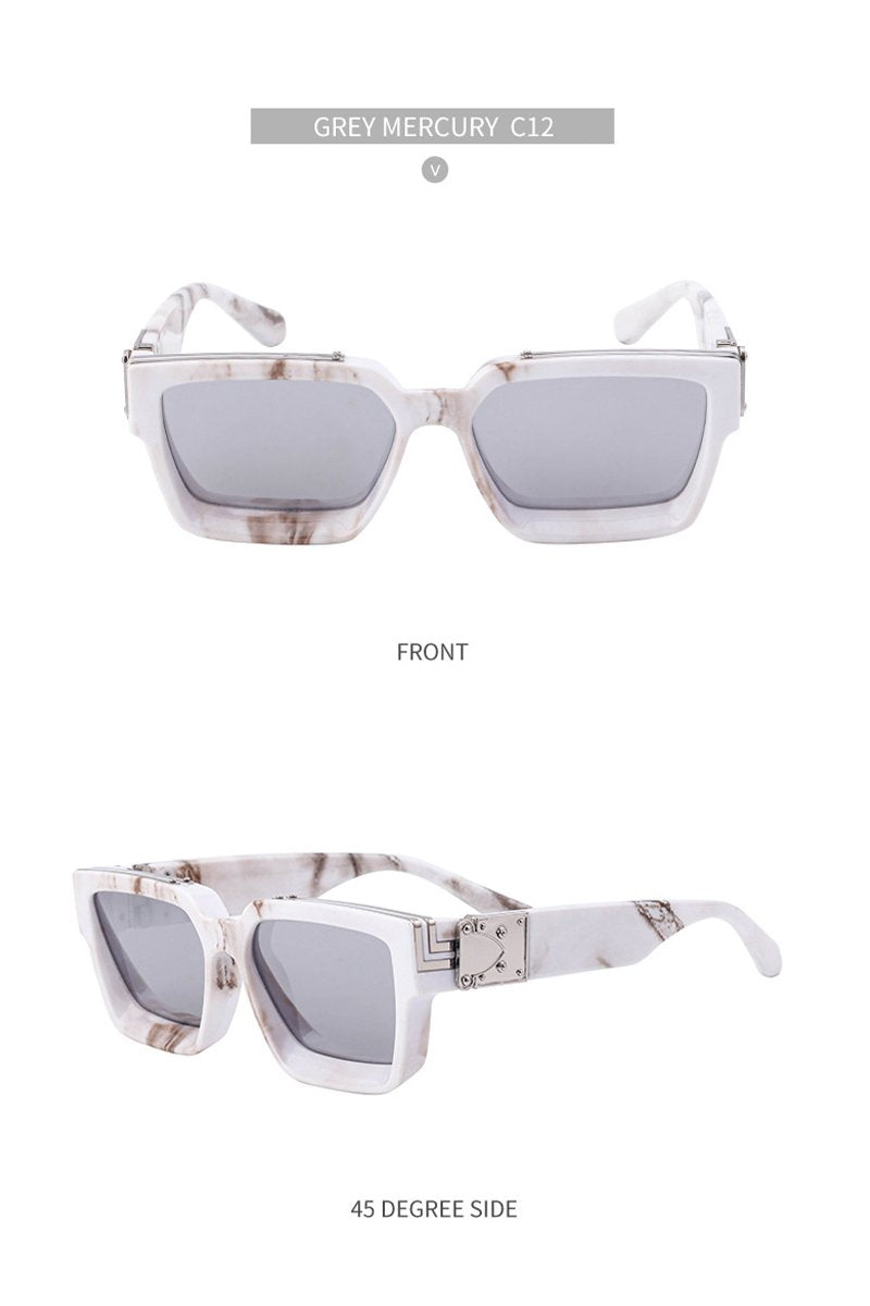 Women's Fashion Trend V Frame Square Sunglasses C12 144mm