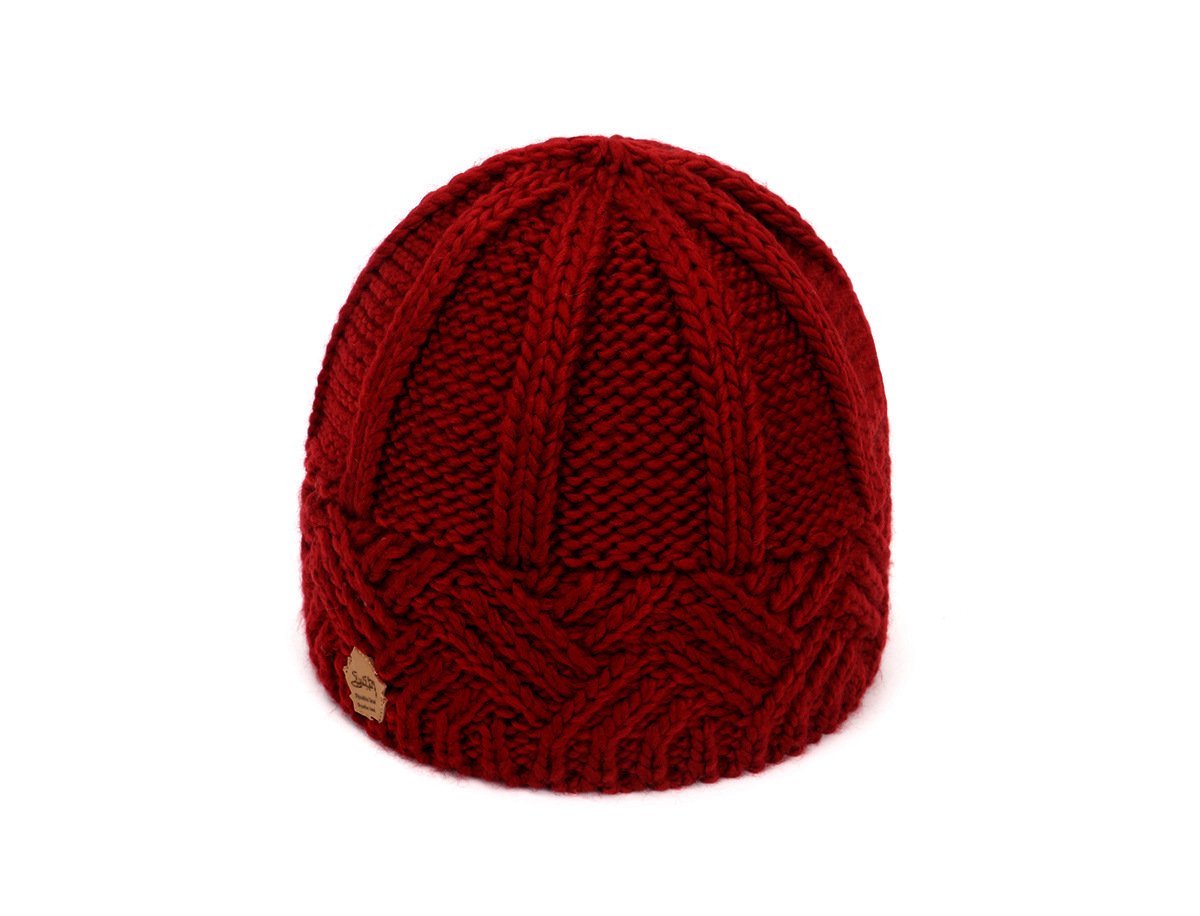 Men's and Women's Retro Style Diamond-check Coarse Knitwear Hats Purplish red one size