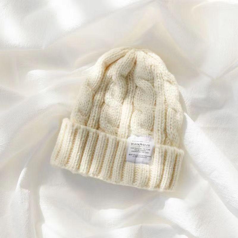 Women's Woolen Autumn and Winter All-match Face Small Knitted Hat beige one size