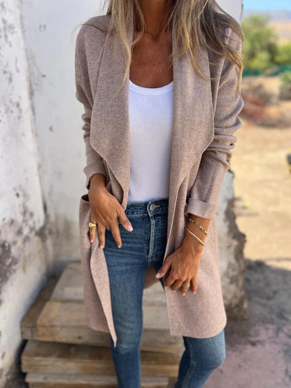 Casual Lapel Cardigan Jacket apricot