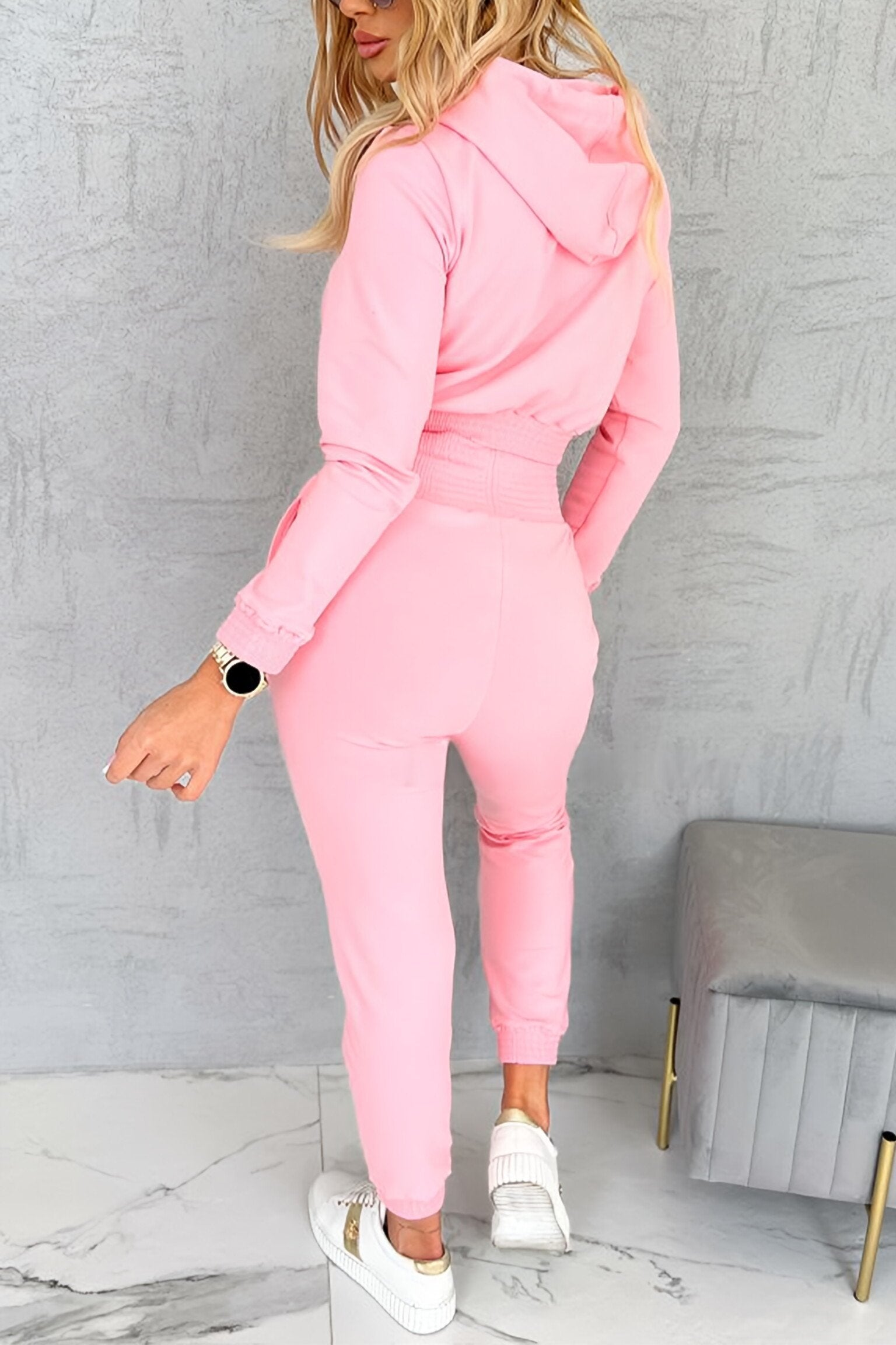 Women's Casual Hooded Long-sleeved Two-piece Suit