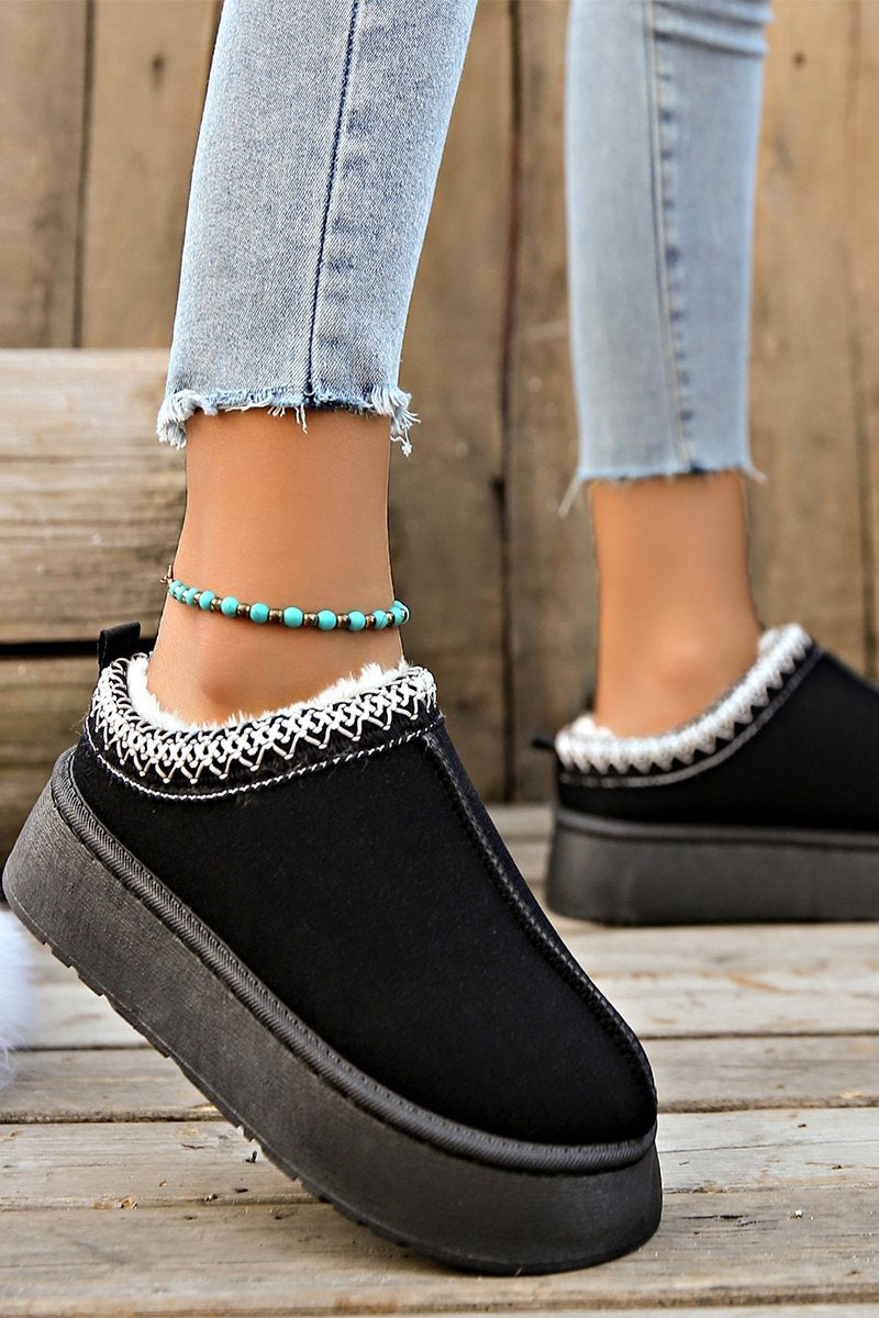 Women's Thick-soled Closed-toe Warm Cotton Shoes black