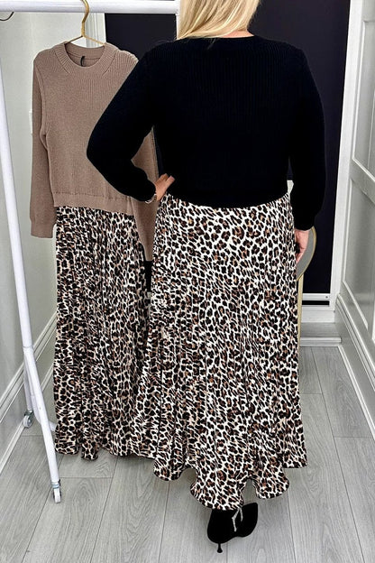 Women's Round Neck Leopard Print Dress