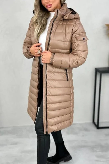 Casual Solid Color Pocket Hooded Jacket