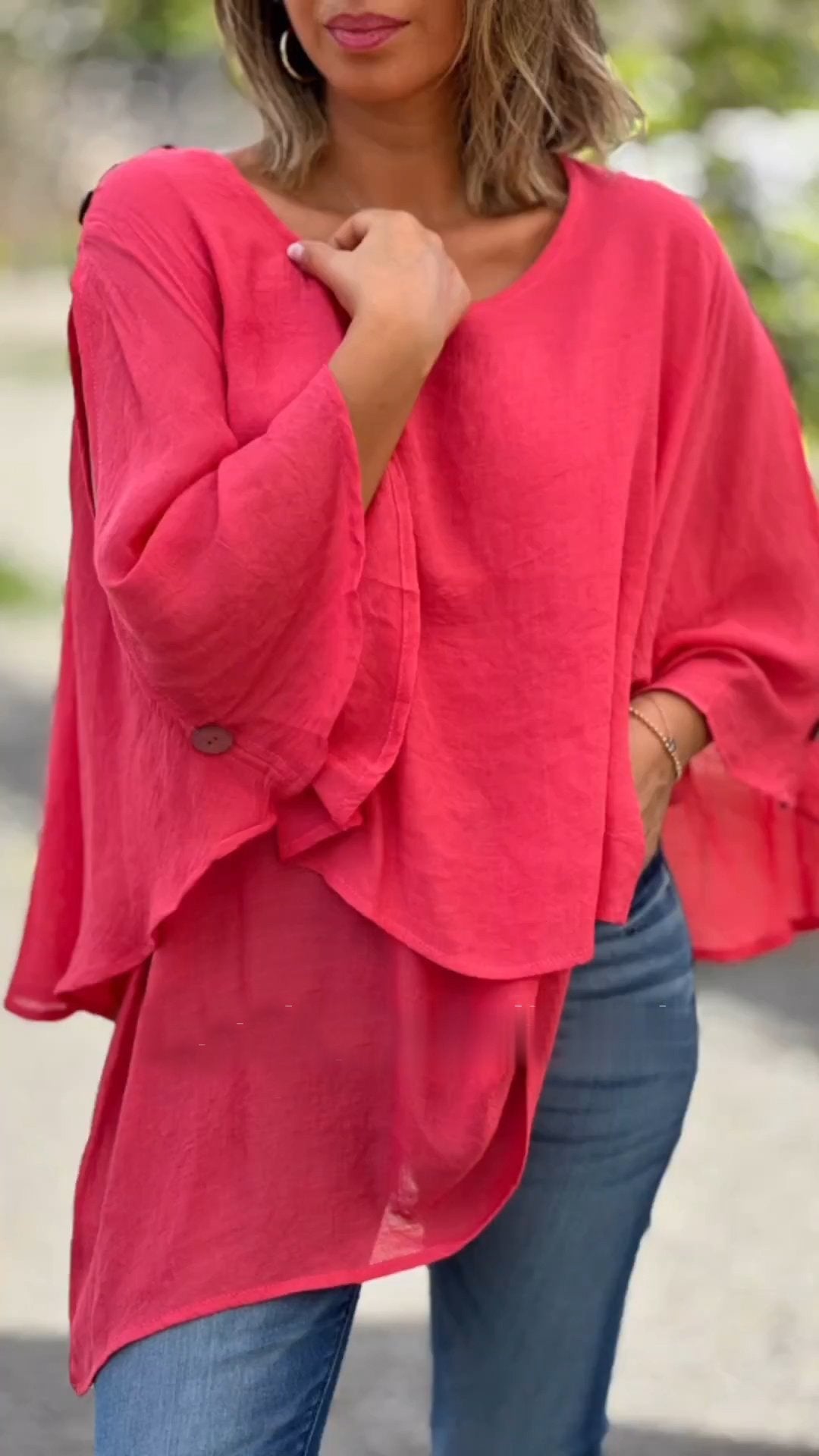 Chiffon Irregular Top Red