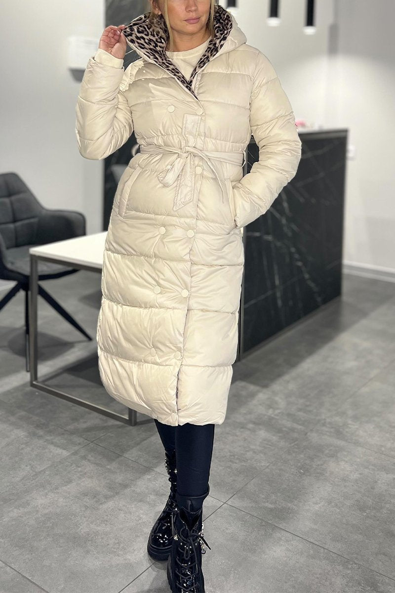 Women's Hooded Long Thick Cotton Coat off-white