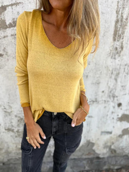 Casual V-neck Thin Top