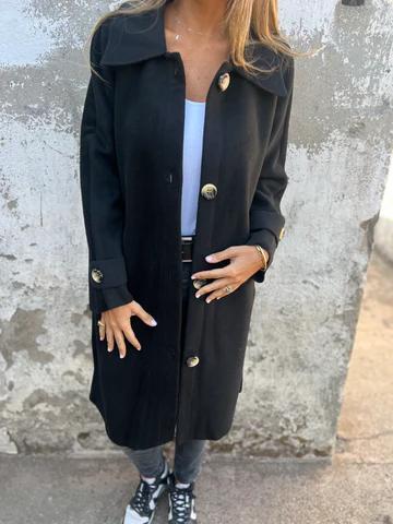 Casual Lapel Long Coat black