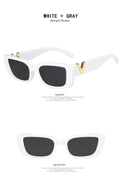 Women's Fashion Trend V Frame Square Sunglasses WHITE+GRAY 144mm