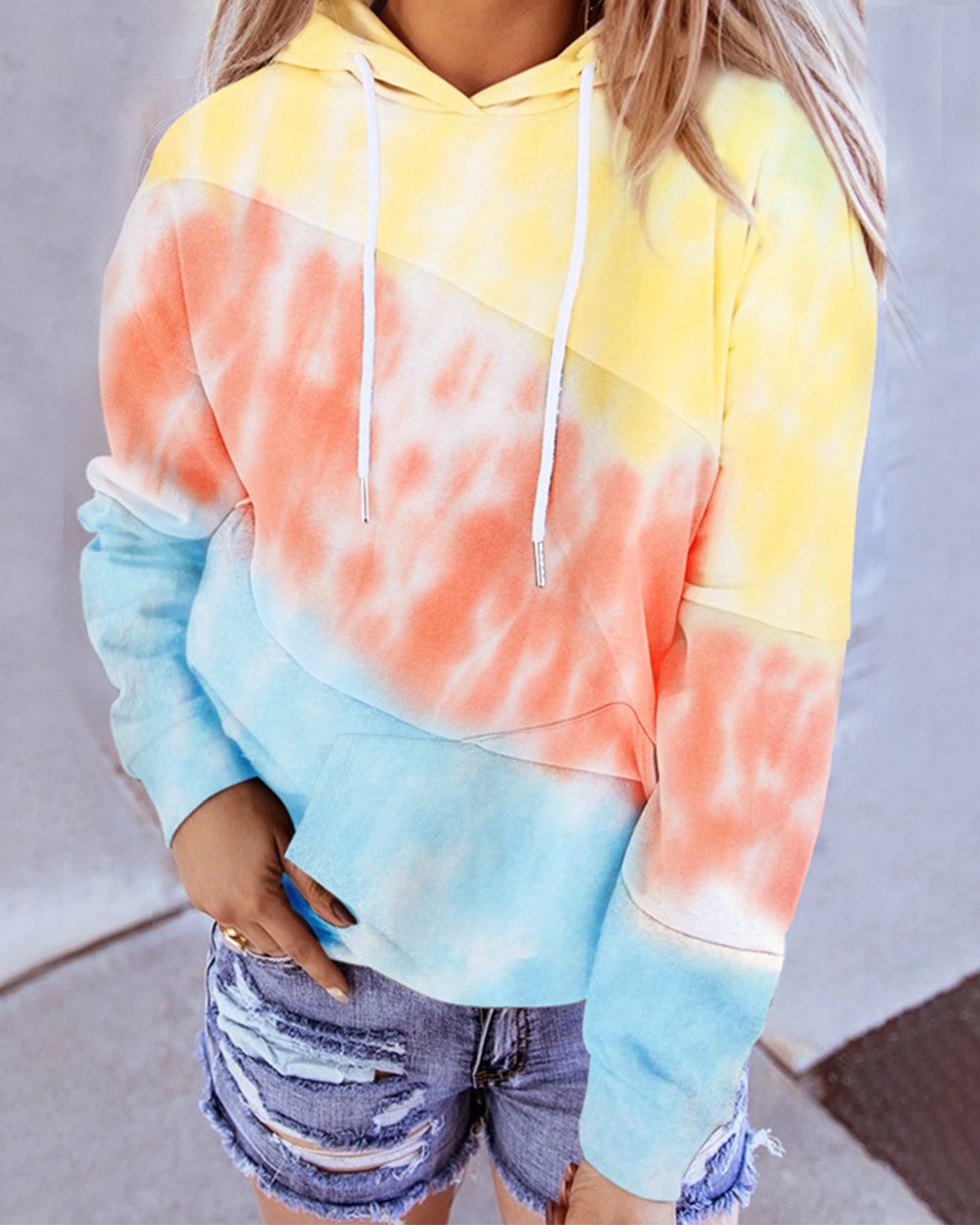 Women's Patchwork Color Sweatshirt Tie dye