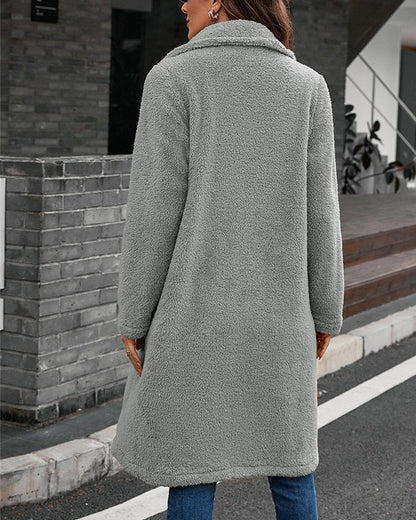 Fashion Plush Windbreaker Loose Lapel Lambswool Coat