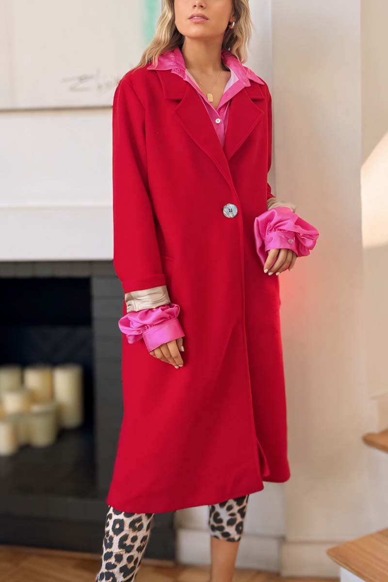 Women's casual loose woolen coat Red