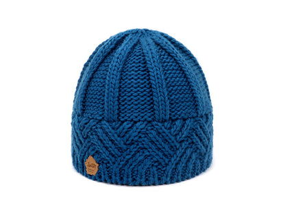 Men's and Women's Retro Style Diamond-check Coarse Knitwear Hats Navy blue one size