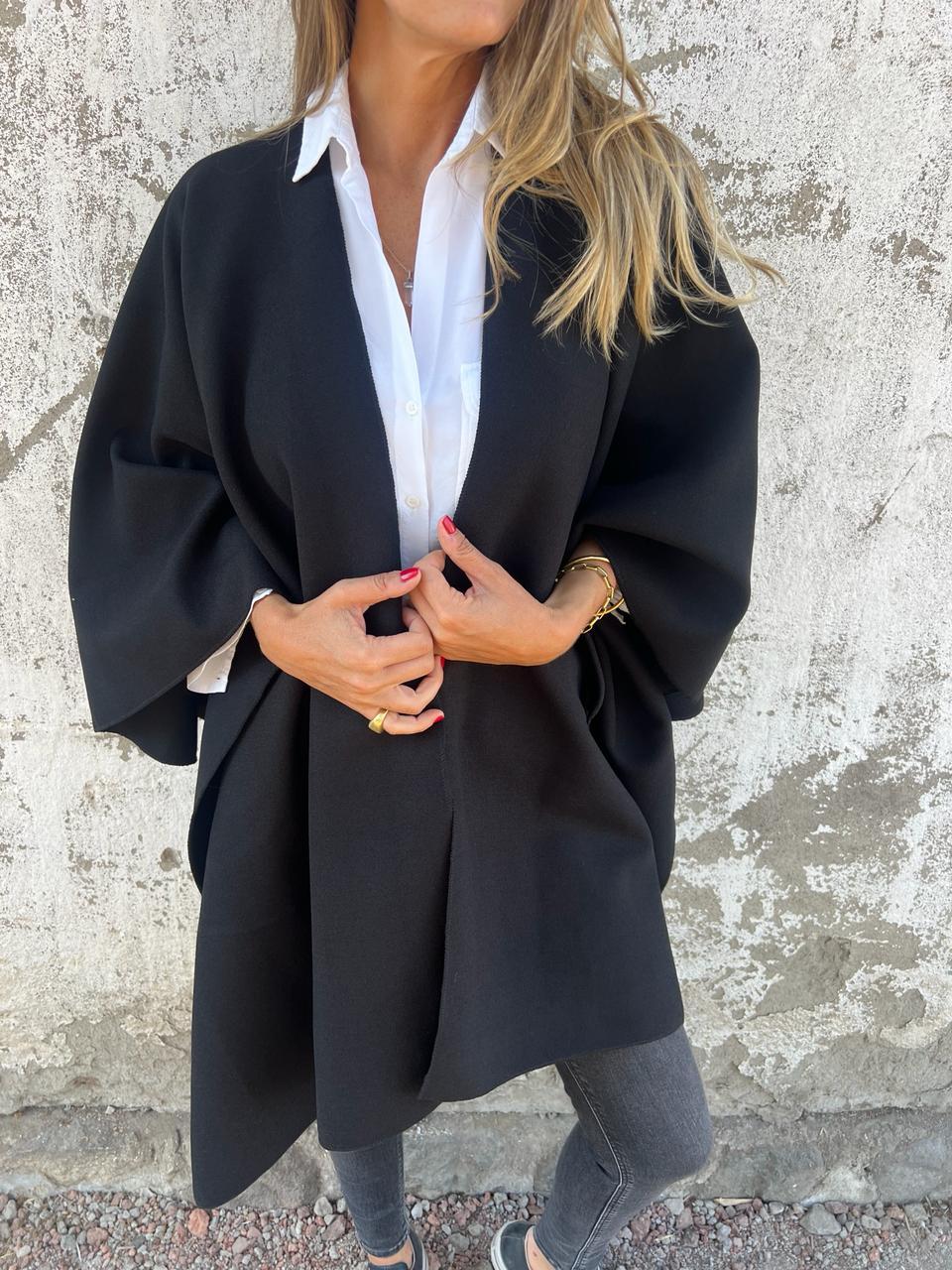 One-piece Sleeve Shawl Jacket Black