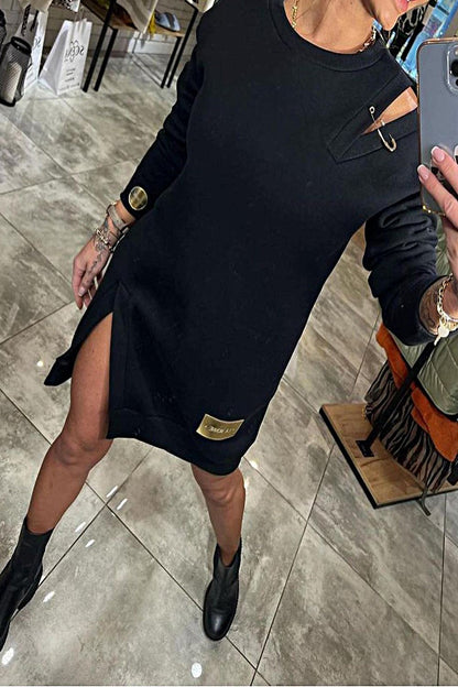 Women's Off Shoulder Knitted Sweatshirt Dress