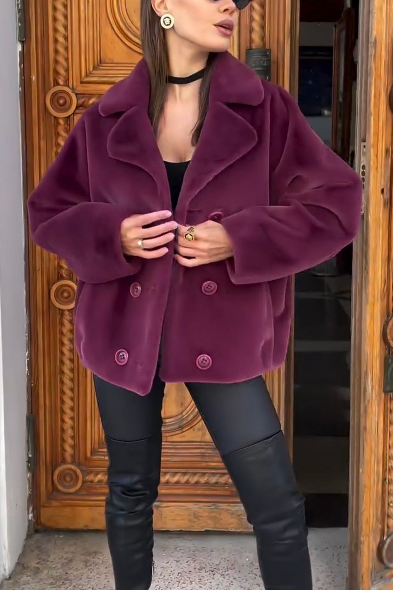 Women's Casual Lapel Plush Coat