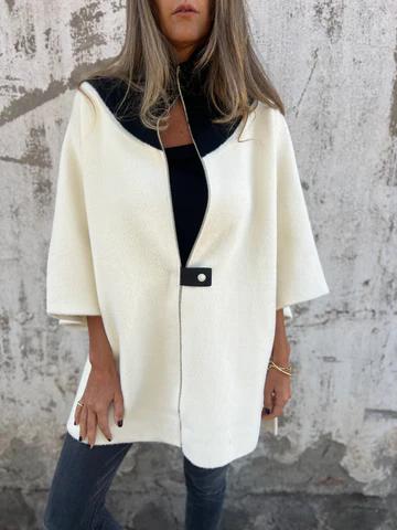 Casual Stand Collar Half Zip Jacket White