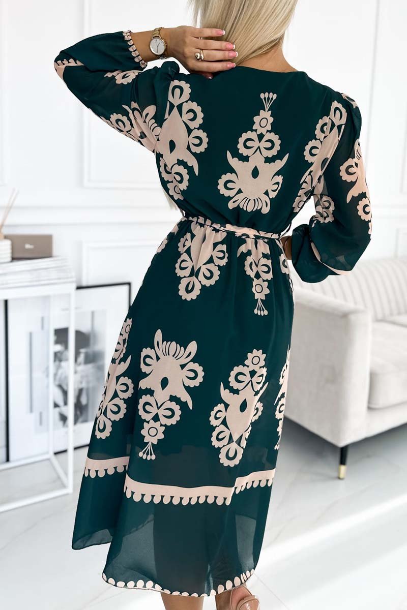 Women's Elegant High Waist Strappy Printed Dress