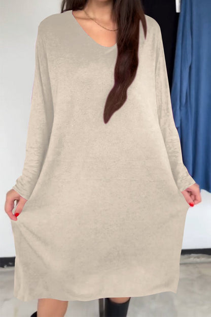 Women's Casual Solid Color Dress apricot