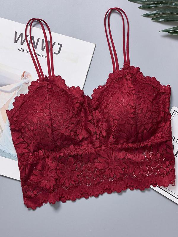 Women's Lace Breathable Sexy Bra Wrap Strap Underwear red