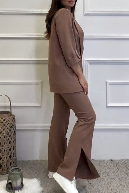 Women's Simple Long Sleeve Two Piece Suit