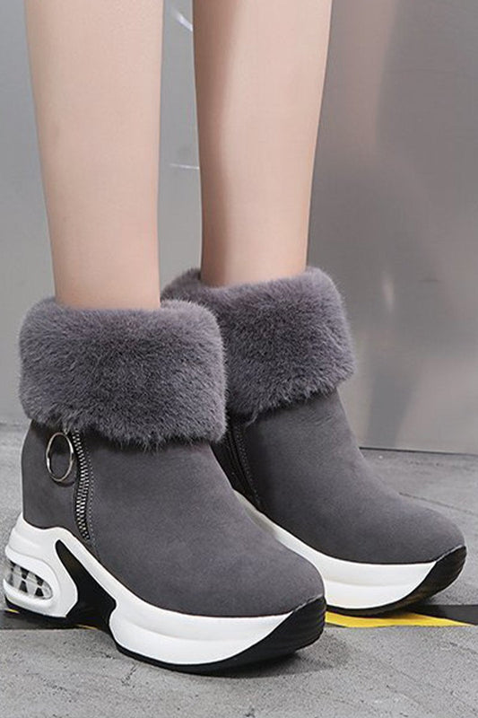 Women's Winter Casual Platform Thick-soled Ankle Boots gray