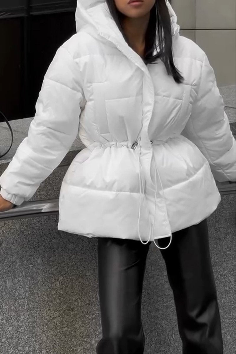 Women's Casual Hooded Thick Coat white