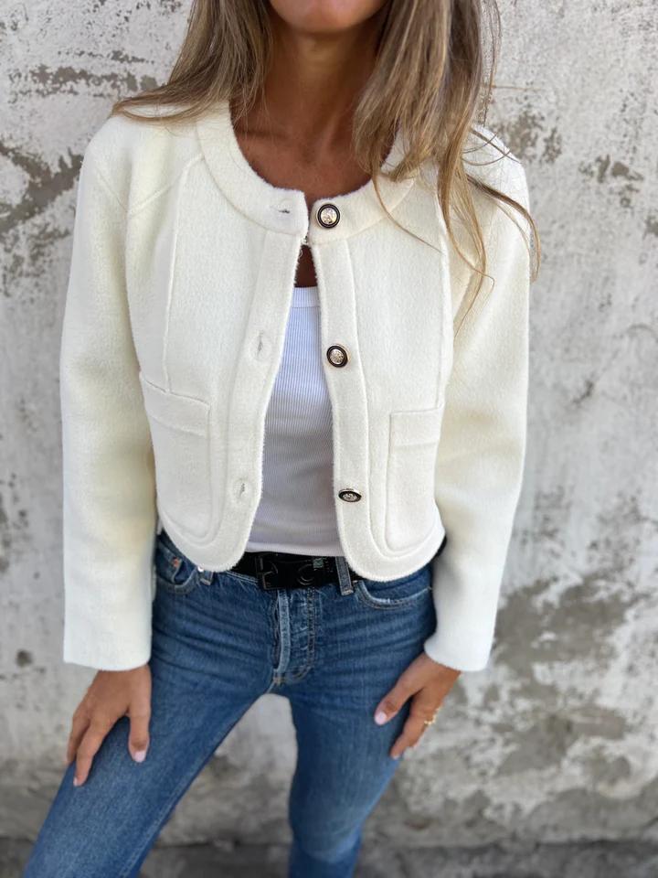 Round Neck Single Breasted Jacket