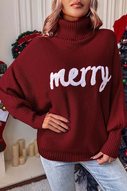 Women's Christmas High-neck Loose Sweater