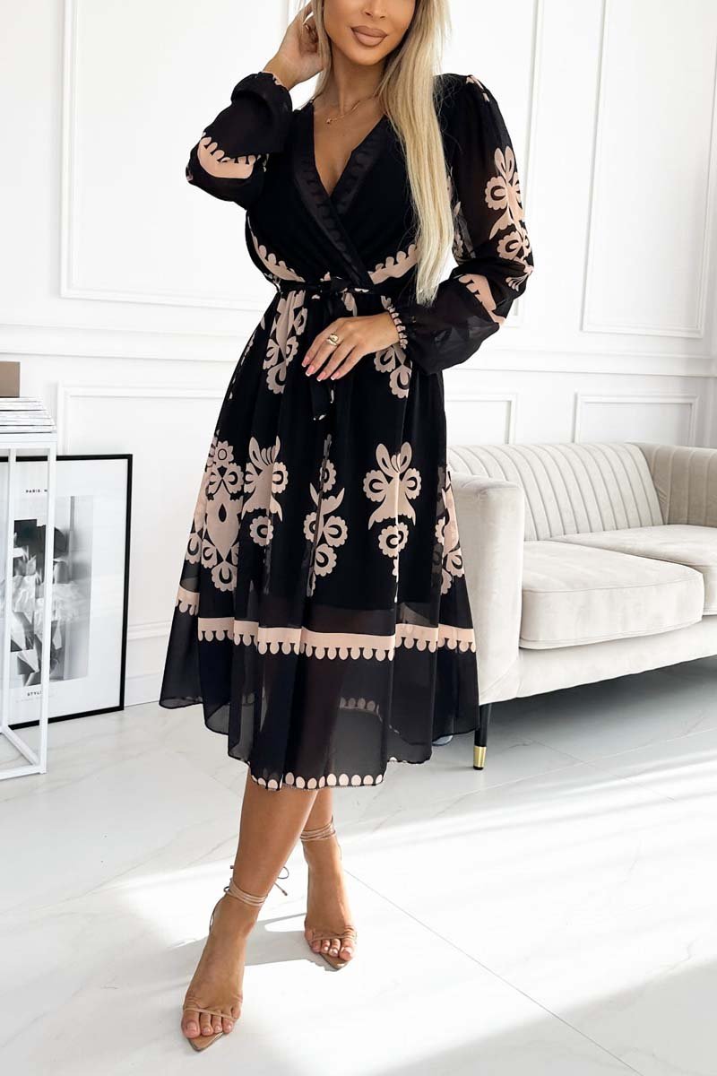 Women's Elegant High Waist Strappy Printed Dress