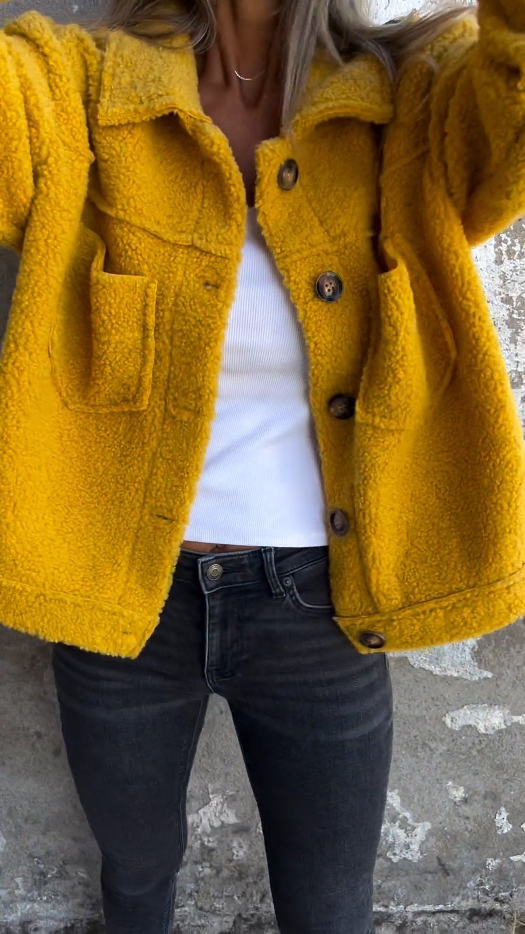 Casual Lapel Lambswool Coat