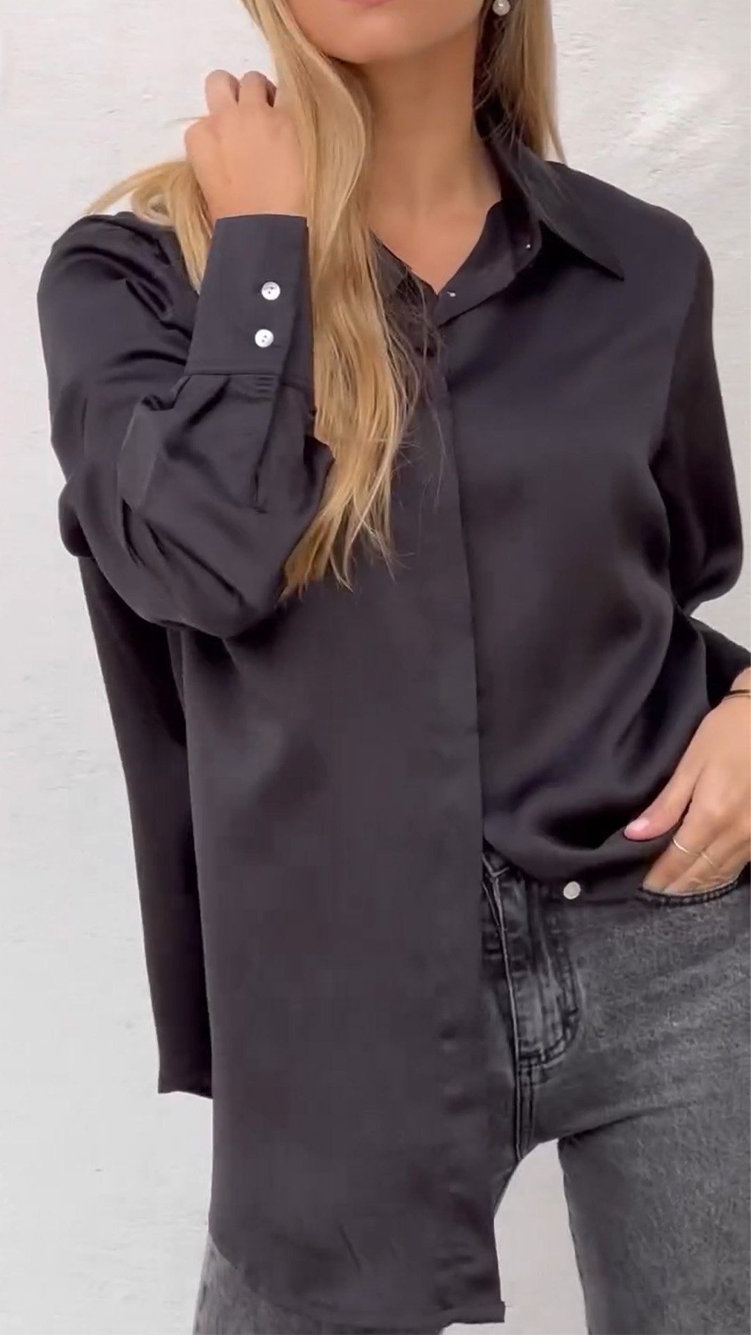 Women's Casual Smooth Satin Shirt