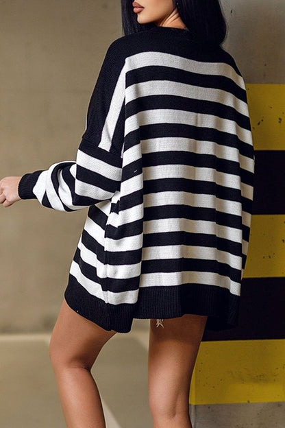 Casual Striped Long Sleeve Pullover Sweater