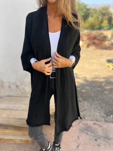 Casual V-neck Shawl Jacket black