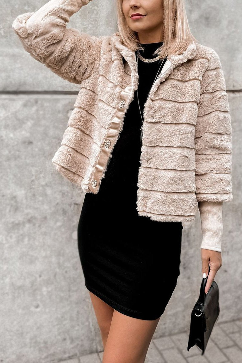 Women's Casual Lapel Wool Coat for Autumn and Winter apricot