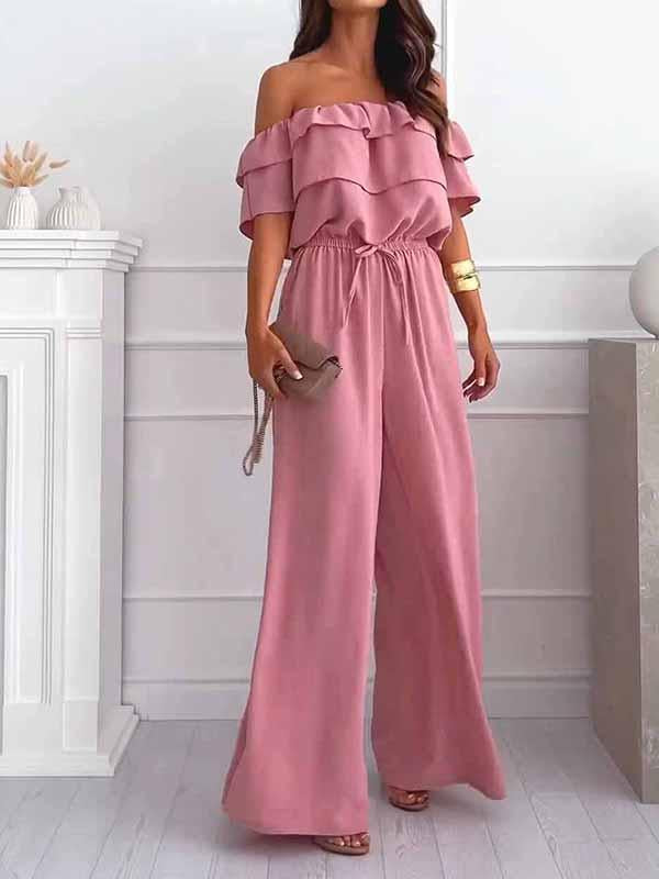 Women's One Shoulder Solid Color Jumpsuit