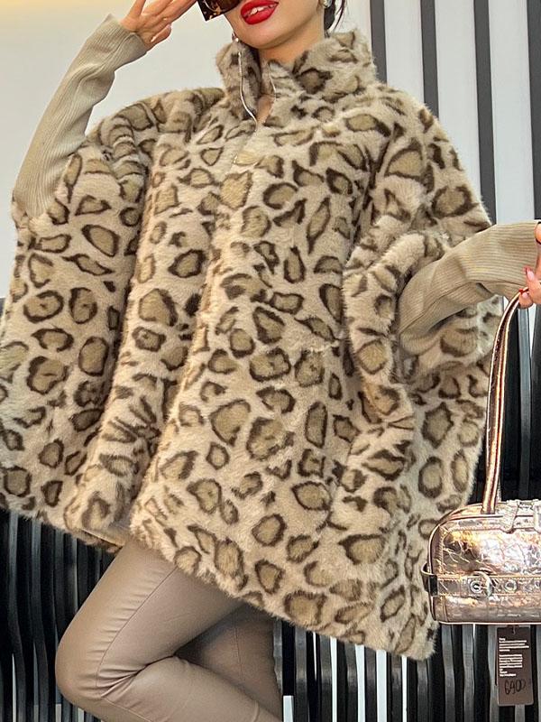 Women's Leopard Print Long Sleeve Coat