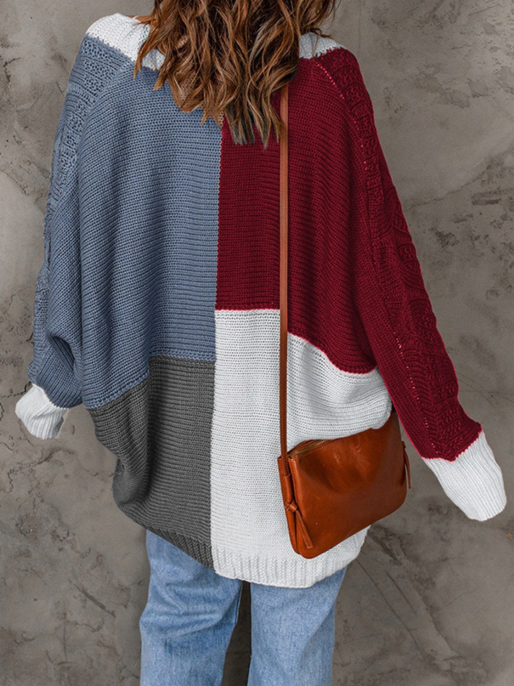 Women's Casual Colorblock Knitted Cardigan