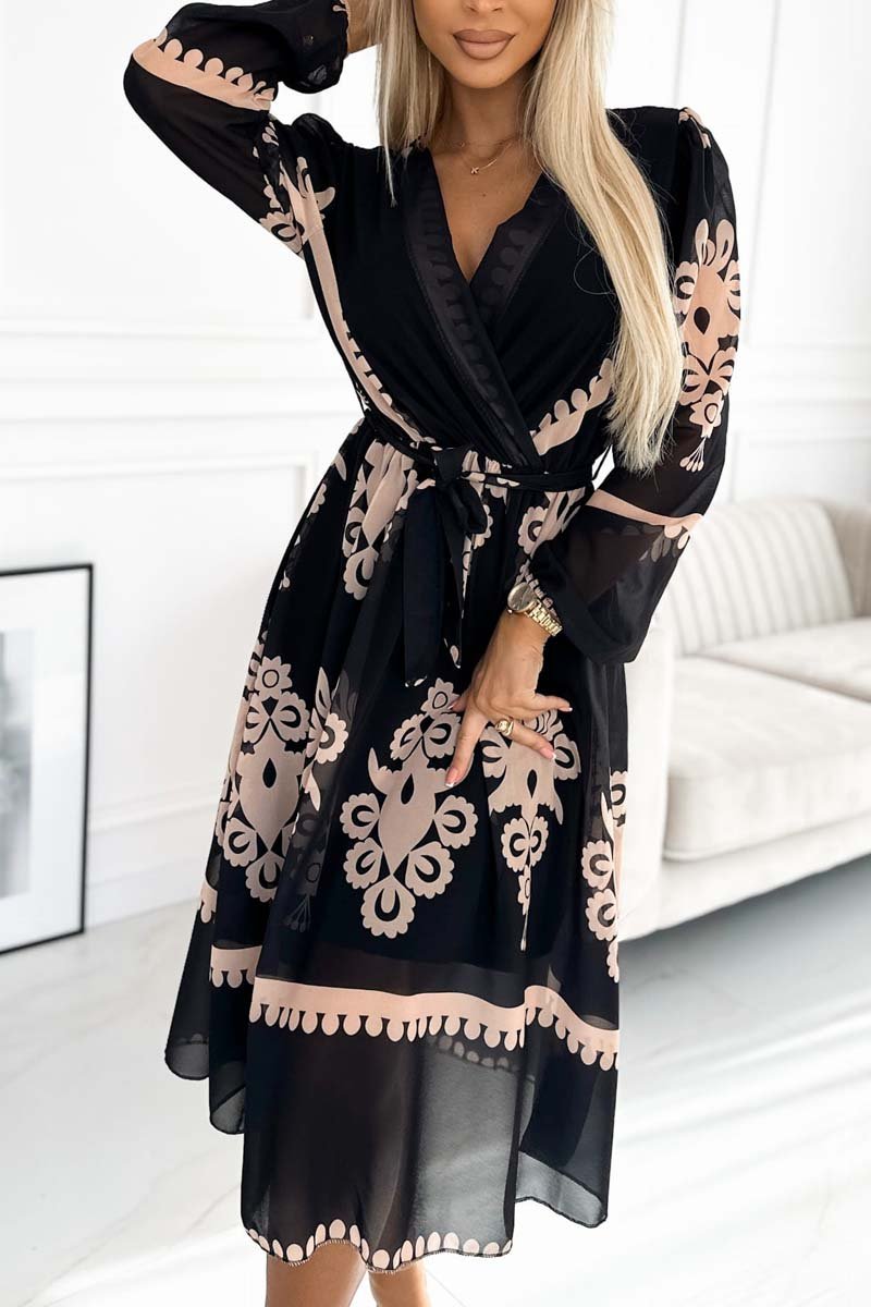 Women's Elegant High Waist Strappy Printed Dress