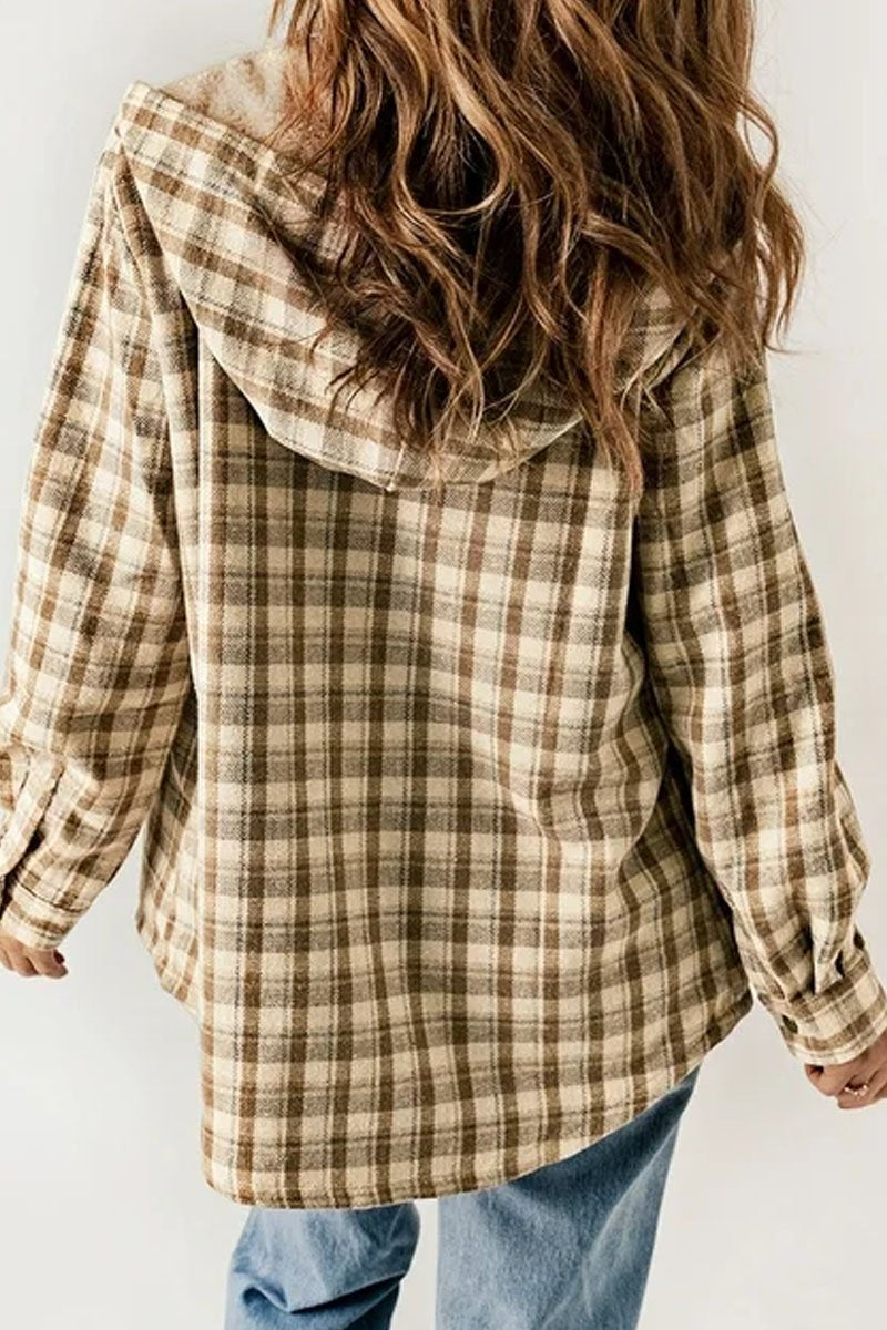 Plush Plaid Long Sleeve Jacket