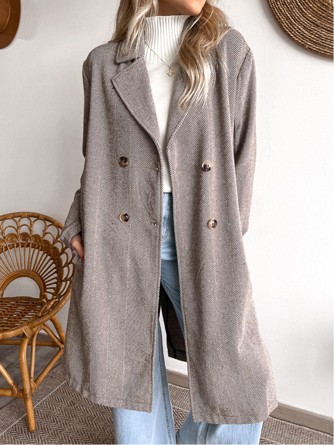 Women's Casual Long Coat Grey