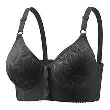 Women's Comfort Lace Front Button Bra Black