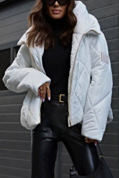 Women's Casual Hooded Thick Cotton Coat white