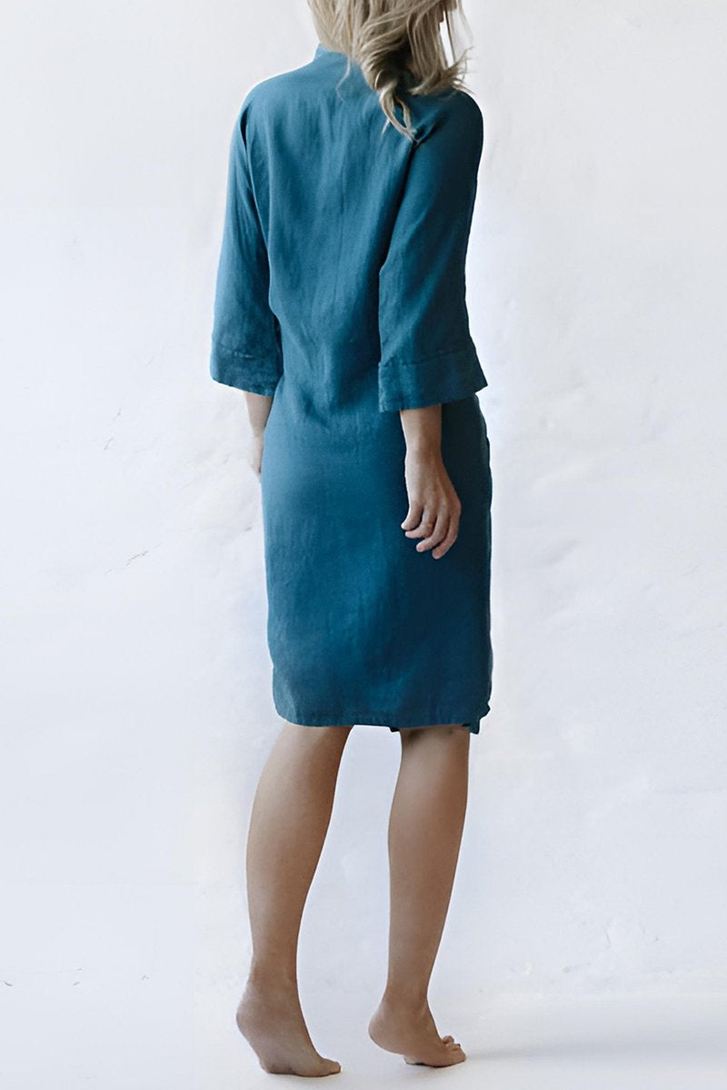 Women's Casual Solid Color Cotton and Linen Dress