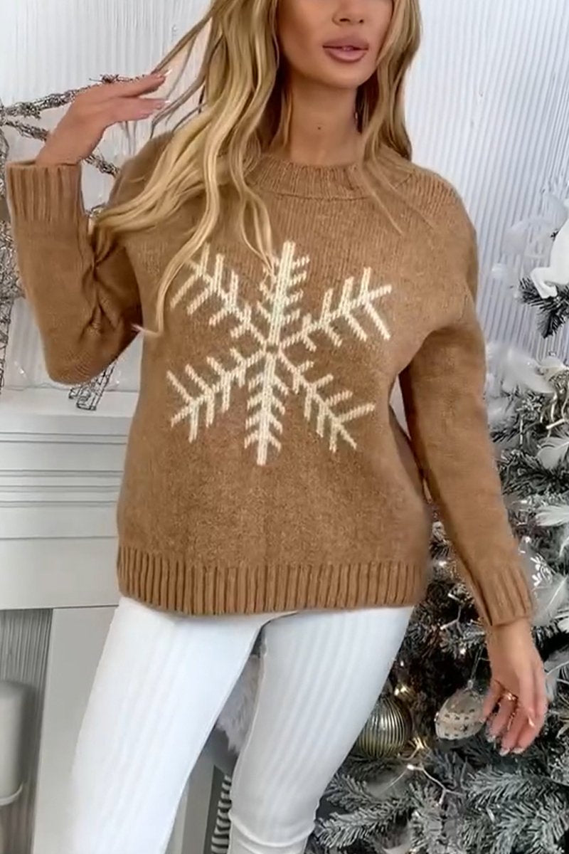 Women's Casual Christmas Pullover Sweater apricot