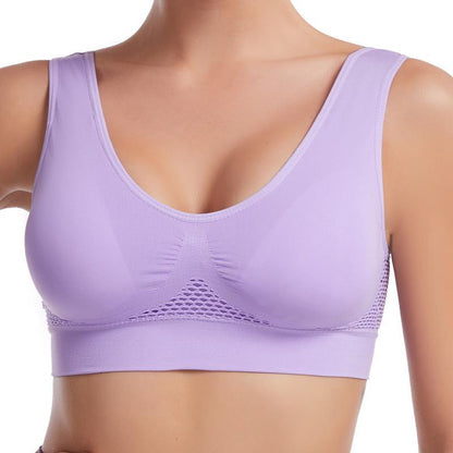 Women's Yoga Sports Underwear Hollow Mesh Vent Light purple